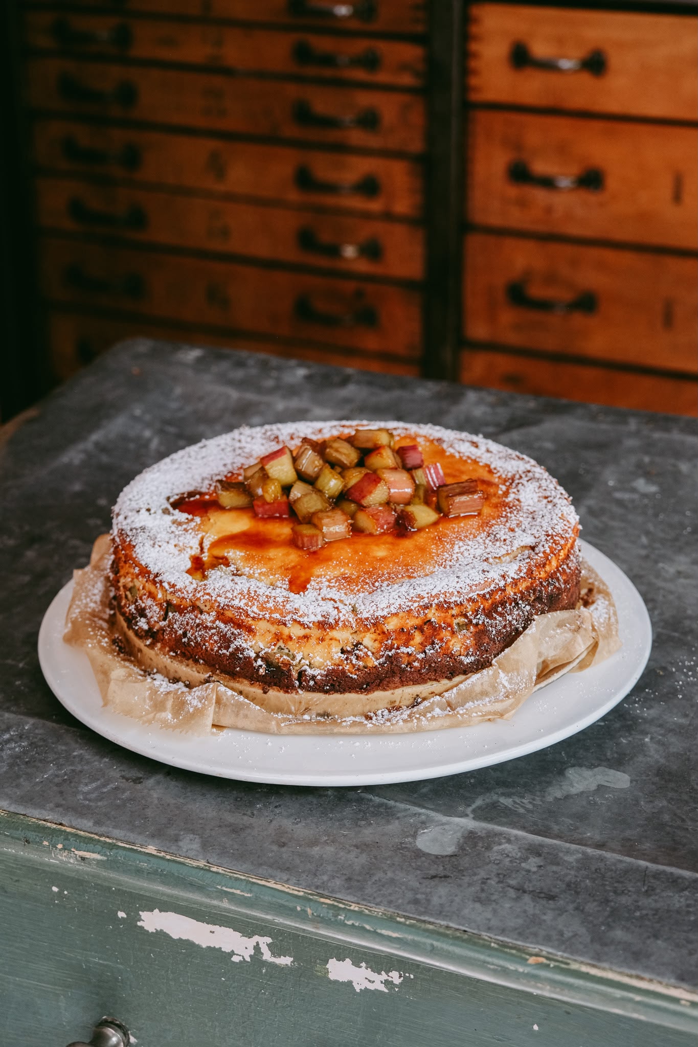 Käsekuchen mit Rhabarber